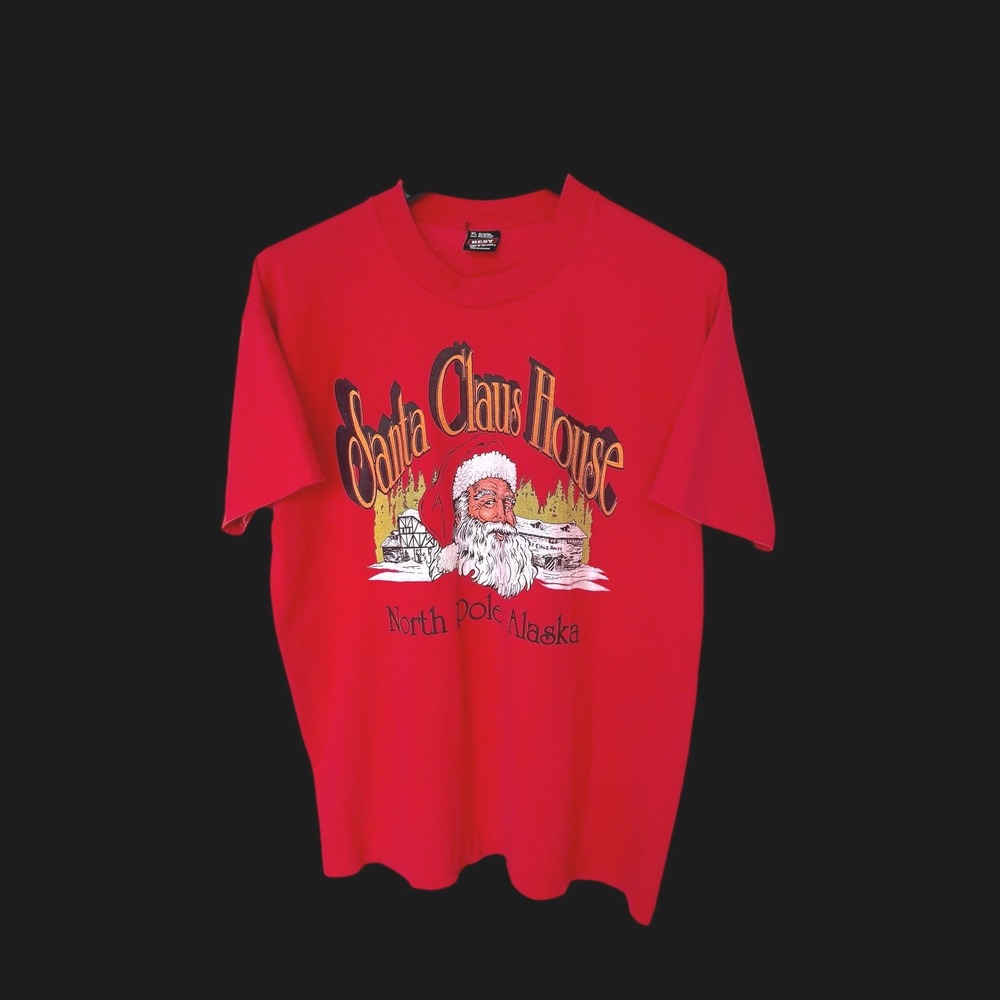80's Santa Claus House North Pole Alaska T Shirt Red Single Stitch XL